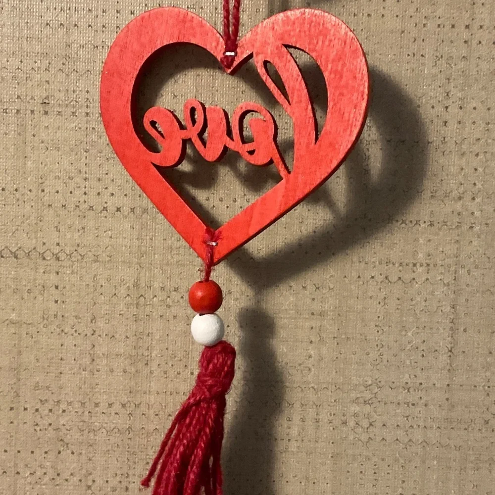 Glittery Red Heart Ornament with Tassel